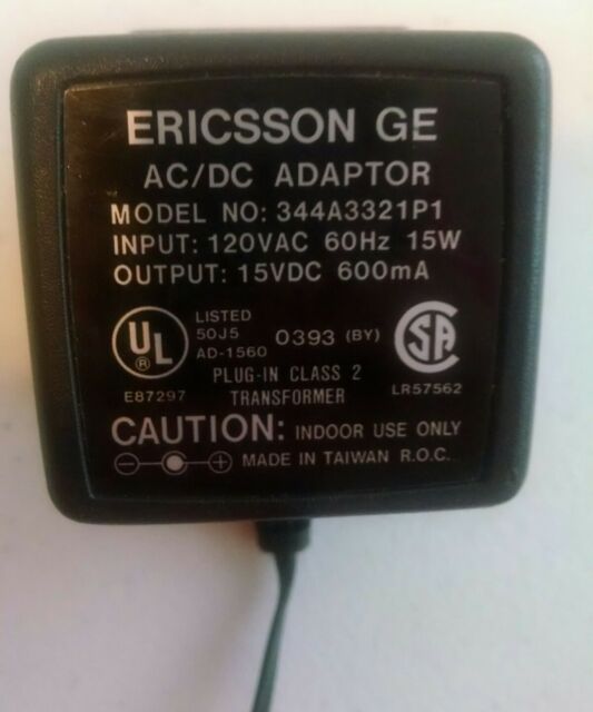 New ERICSSON GE 15V 600mA AC/DC ADAPTOR 344A3321P1 POWER CHARGER
